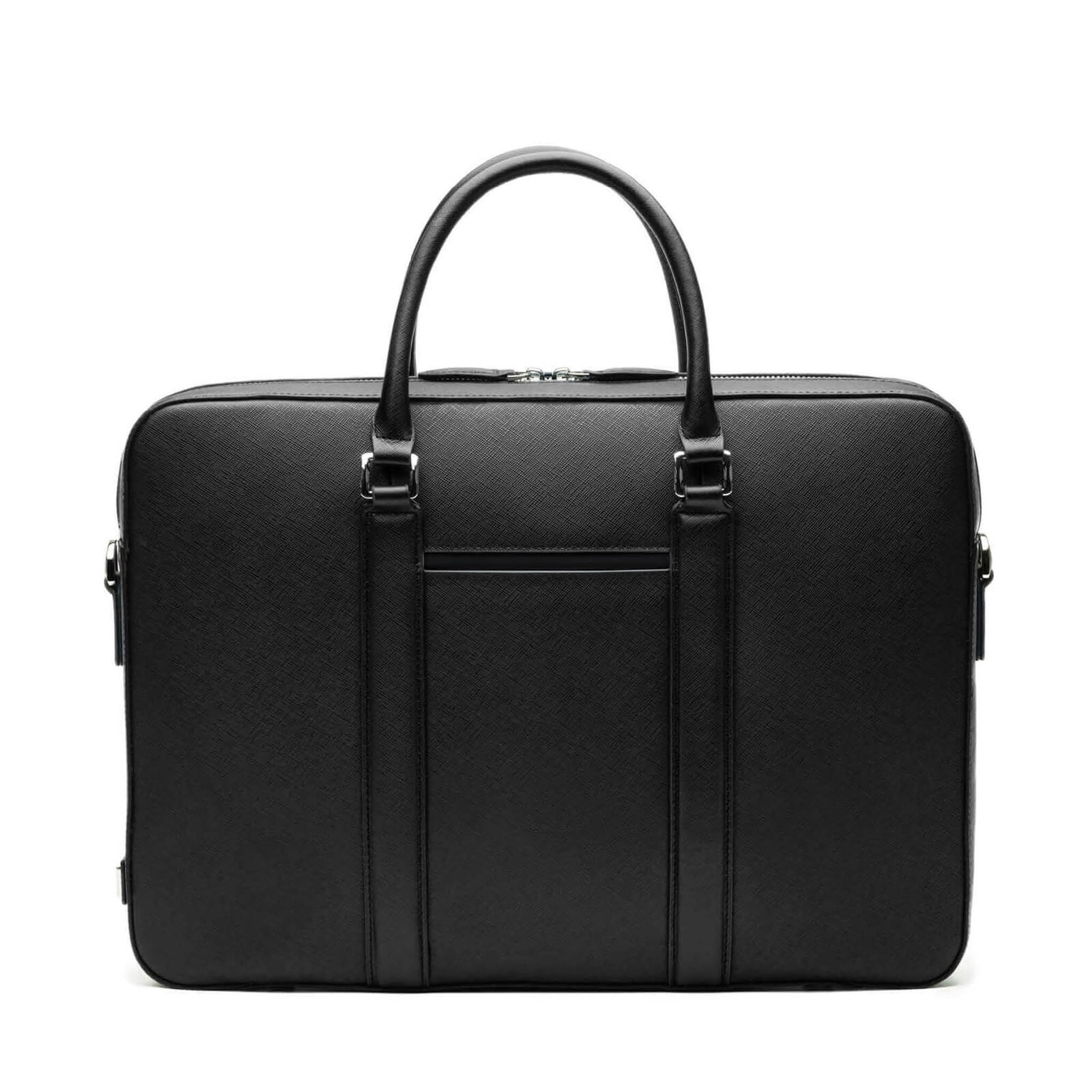 Maverick & Co Manhattan Leather Briefcase - Black with Black Trim