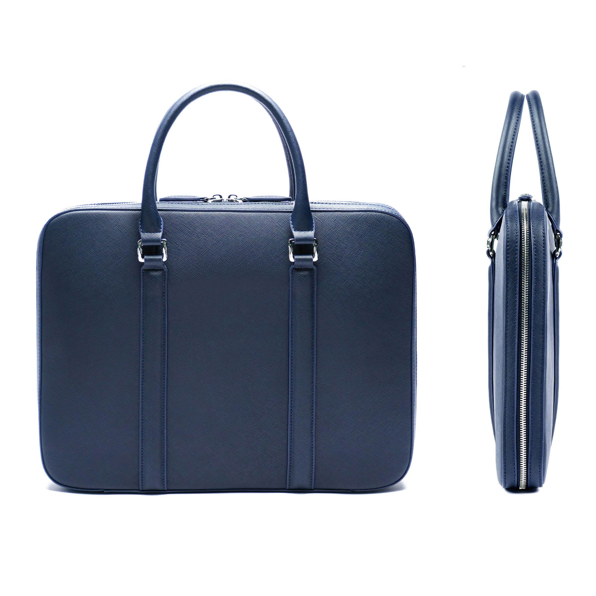 Maverick & Co Manhattan Slim Leather Briefcase | Navy