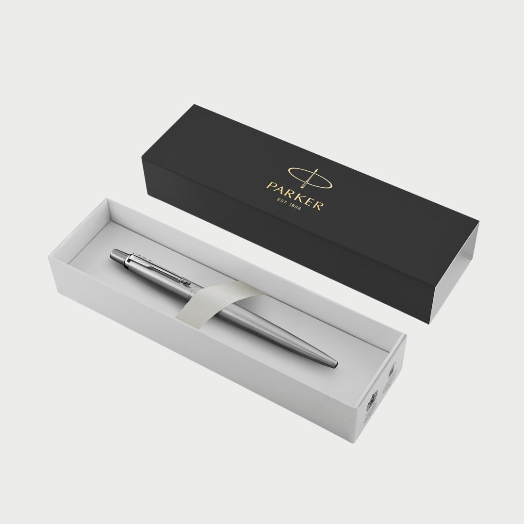 Parker Jotter Ballpoint Pen - Blue ink with Stainless Steel Chrome Finish