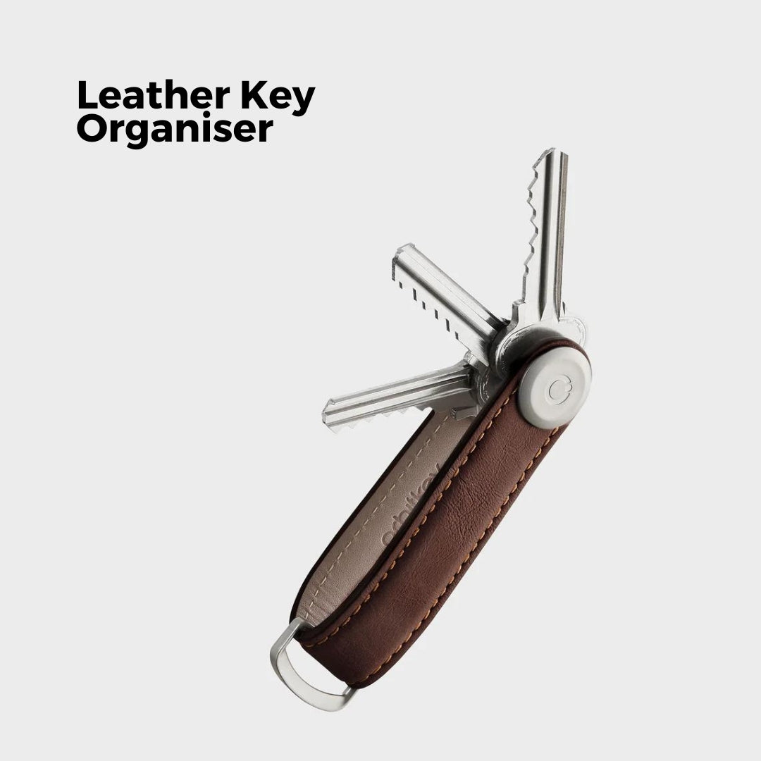 OrbitKey Leather Key Organiser | Espresso with Brown Stitching